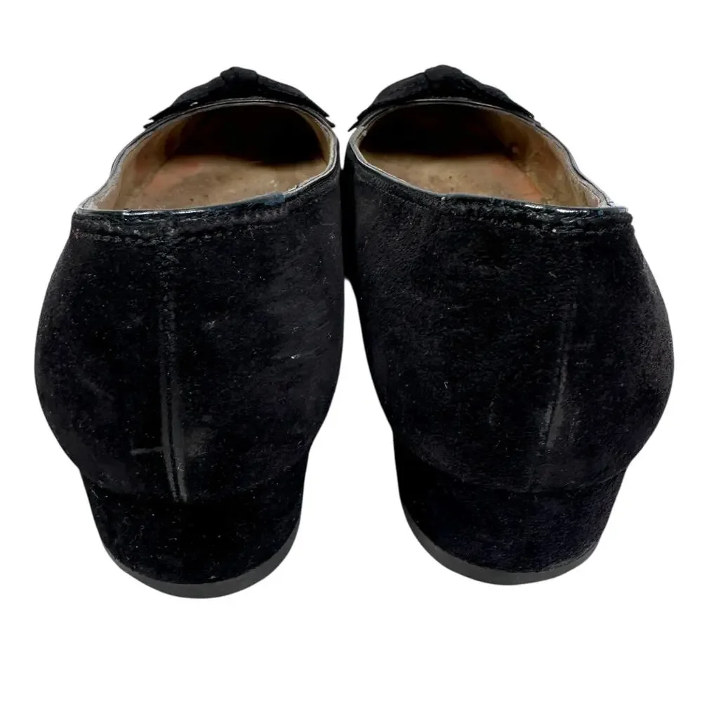 Salvatore Ferragamo Flats Women’s 6 B Black Pebbled Leather Nubuck Bow Shoes‎ - Picture 5 of 9